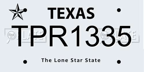 TPR1335 Texas License Plate