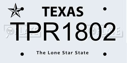 TPR1802 Texas License Plate