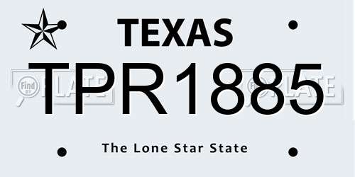 TPR1885 Texas License Plate