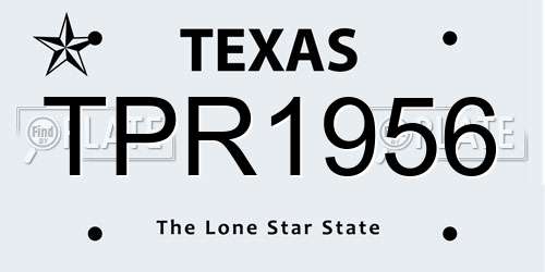 TPR1956 Texas License Plate