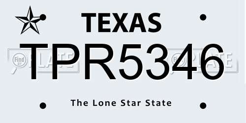 TPR5346 Texas License Plate