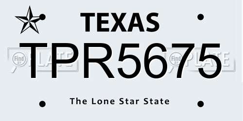 TPR5675 Texas License Plate