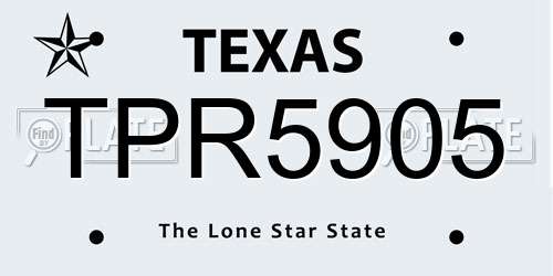 TPR5905 Texas License Plate