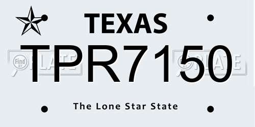 TPR7150 Texas License Plate