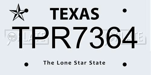 TPR7364 Texas License Plate