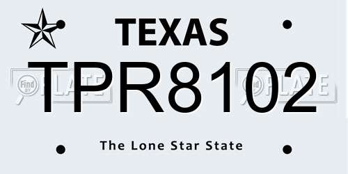 TPR8102 Texas License Plate