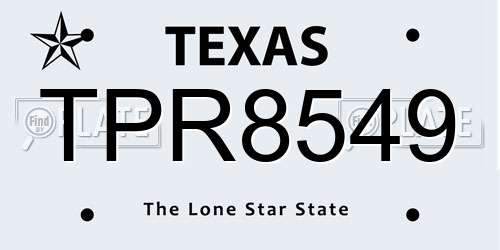 TPR8549 Texas License Plate