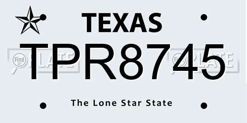 TPR8745 Texas License Plate