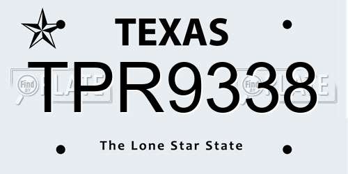 TPR9338 Texas License Plate