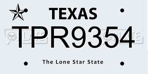TPR9354 Texas License Plate