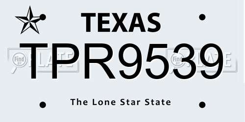 TPR9539 Texas License Plate