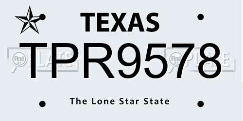 TPR9578 Texas License Plate