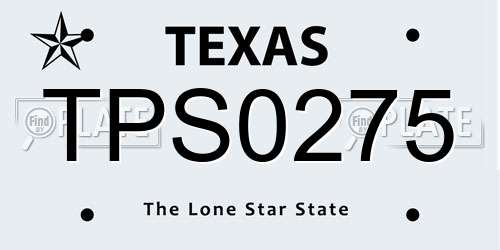 TPS0275 Texas License Plate