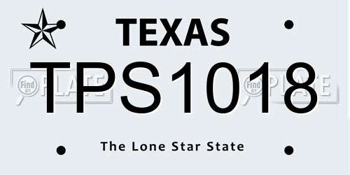 TPS1018 Texas License Plate