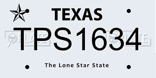 TPS1634 Texas License Plate