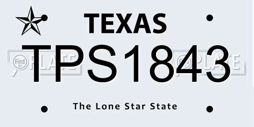TPS1843 Texas License Plate