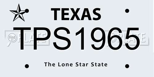 TPS1965 Texas License Plate