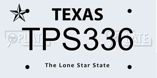 TPS336 Texas License Plate