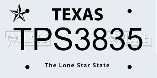 TPS3835 Texas License Plate