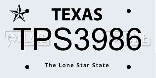 TPS3986 Texas License Plate