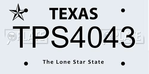TPS4043 Texas License Plate