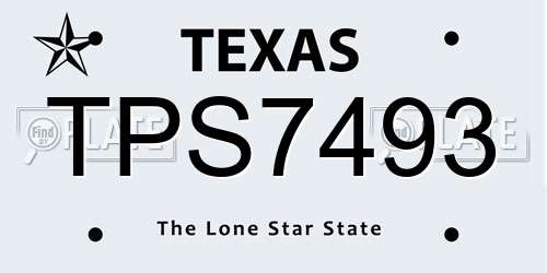 TPS7493 Texas License Plate