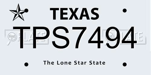 TPS7494 Texas License Plate