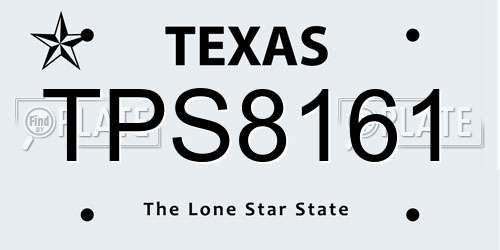 TPS8161 Texas License Plate
