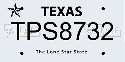 TPS8732 Texas License Plate