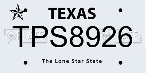 TPS8926 Texas License Plate