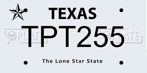 TPT255 Texas License Plate