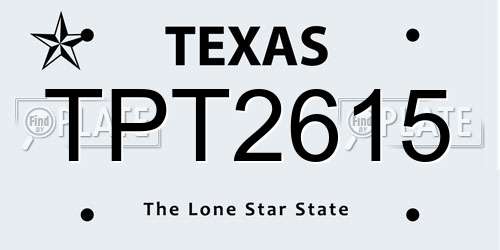 TPT2615 Texas License Plate