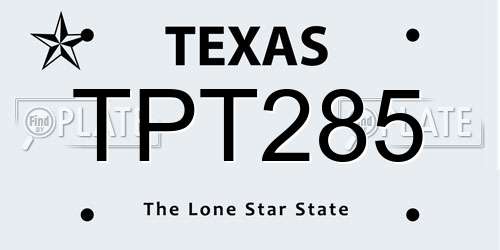 TPT285 Texas License Plate