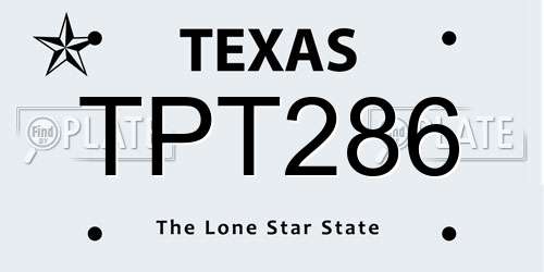 TPT286 Texas License Plate
