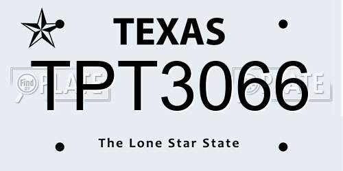 TPT3066 Texas License Plate