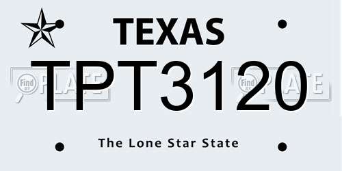 TPT3120 Texas License Plate