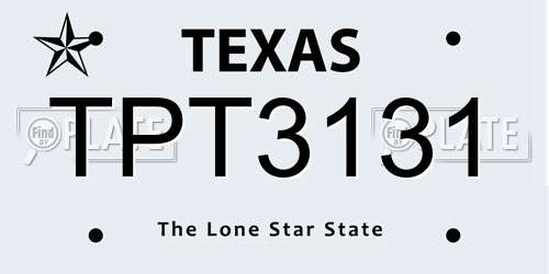 TPT3131 Texas License Plate