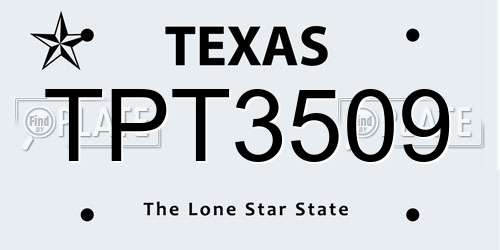 TPT3509 Texas License Plate