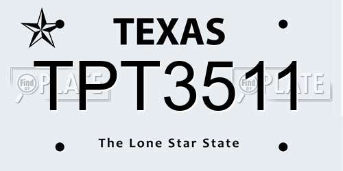 TPT3511 Texas License Plate