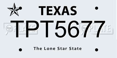 TPT5677 Texas License Plate
