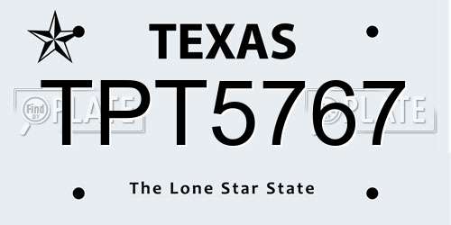 TPT5767 Texas License Plate