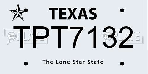 TPT7132 Texas License Plate