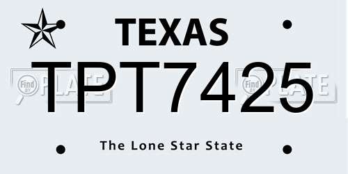 TPT7425 Texas License Plate