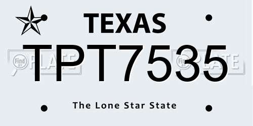 TPT7535 Texas License Plate