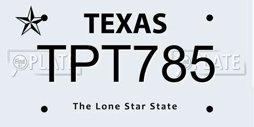 TPT785 Texas License Plate
