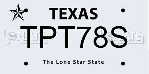 TPT78S Texas License Plate
