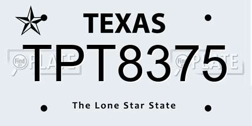 TPT8375 Texas License Plate