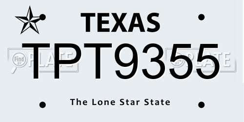TPT9355 Texas License Plate