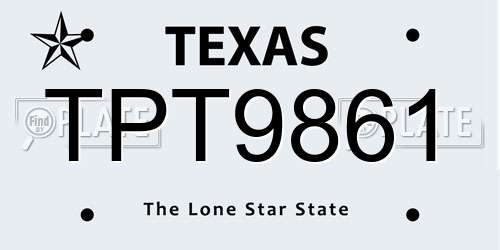 TPT9861 Texas License Plate