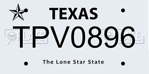 TPV0896 Texas License Plate